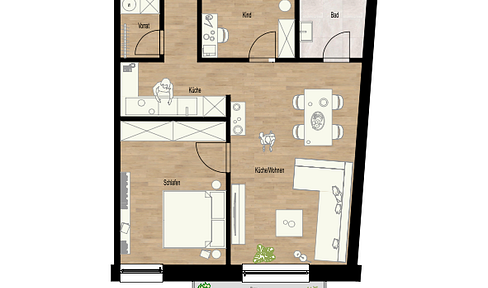 First occupancy after complete renovation - 65 square meter, 3-room apartment with balcony.