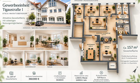 Excellent, spacious commercial property with attractive usage possibilities in Marktoberdorf.