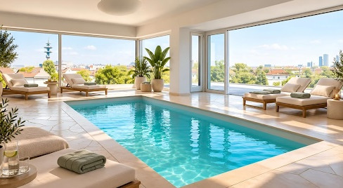 Penthouse in Frankfurt-Bornheim: 295 m² of living space, with optional pool and views of the skyline.