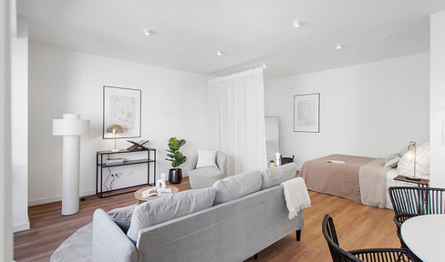 Furnished apartment with balcony in Düsseldorf – 44.81 m², completely renovated in 2025, available from January 1st, 2027.