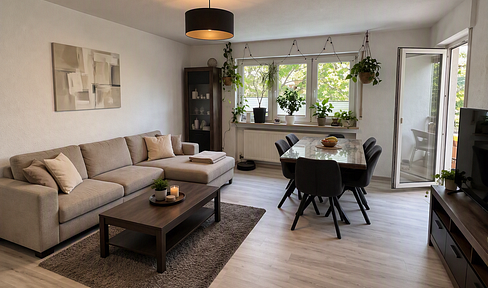 Live close to nature: 3-room apartment with a new kitchen, balcony, and garage.