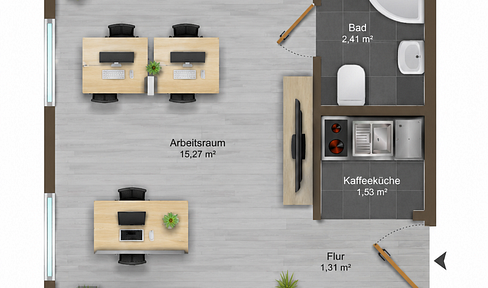Büro mit Einbauküche & Bad provisionsfrei, saniert – Ludwigshafen Zentrum, 22 m²