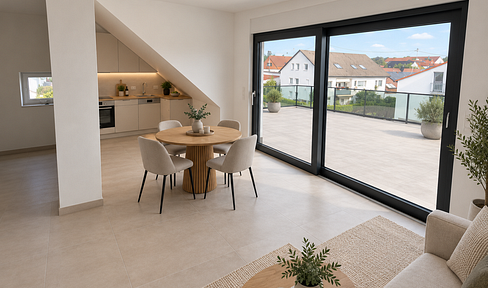 Helle 3,5-Zimmer-Neubauwohnung mit Einbauküche, Fußbodenheizung und großem Balkon in Pfuhl