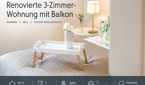 provisionsfrei: 3 Zimmer mit Südbalkon neu renoviert + neue Fassade und Balkone