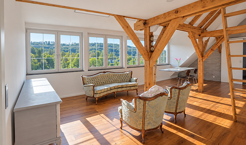 Historic building with a stunning effect: Stylish loft with a dream view!