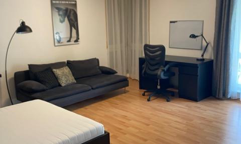 Fully furnished apartment with a balcony, fitted kitchen, and complete furnishings, located in Oestrich-Winkel.