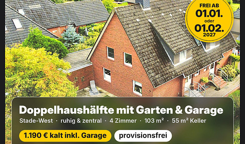 @HOME ★ Doppelhaushälfte mit Garten & Garage | ruhig & zentral | Stade-West ★ ab Jan. 2027