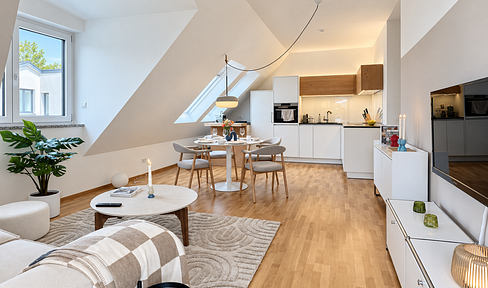 3-Zimmer DG-Wohnung | Designer Einbauküche | 2 Bäder | Garten | Ladestation am Stellplatz