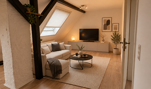 No commission: charming apartment with exposed beams, centrally located.