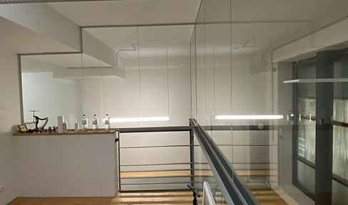 Factory-style loft as an office space.