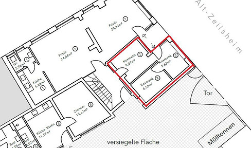 Kleine Gewerbeeinheit 22qm im Stadtkern von Zeilsheim zu Verkaufen