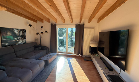 Exclusive 2-room attic apartment with a loft-like feel and two rooftop terraces, located in a central area.