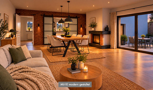 Architect-designed bungalow with a large plot of land and development potential.