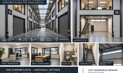 BUY INSTEAD OF RENT – Modern commercial unit with storage space, office, and parking space.