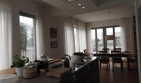 Penthouse apartment in a large park.
