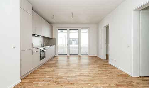 Luxury 3-room new construction apartment with a huge terrace and fitted kitchen in Pankow.