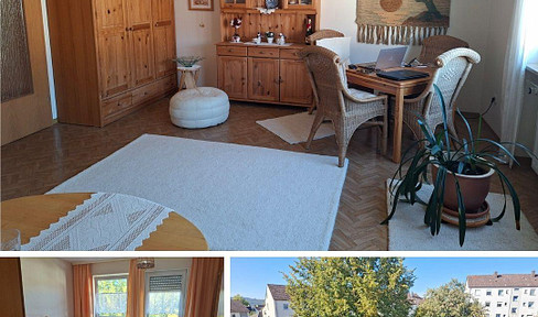 Well-maintained 3-room apartment with a balcony, a large storage room, and a garage, located in a quiet residential area.