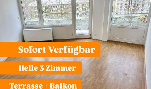 Bright 3-room apartment with a terrace and balcony, covering 70 square meters.
