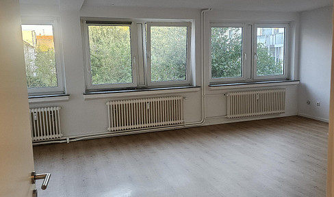 Renovated 3-room apartment, 90 m², with a bathroom with natural light and a guest toilet.