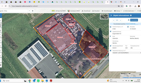 Warehouse + Production hall + Office building + Ancillary buildings + Open space + Multi-family house + Inventory.