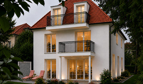 No commission, south-facing garden, energy-efficiently renovated city villa, located in the Pasing I villa district.