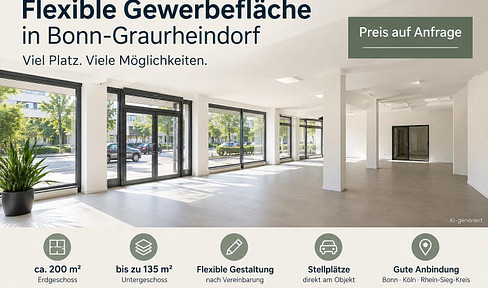 Flexible commercial space with up to 335 square meters available in Bonn-Graurheindorf.
