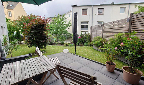 Modern basement apartment with a garden.