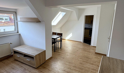 Helle 2-Zimmer-Dachgeschosswohnung mit Einbauküche (neue Geräte) nahe S-Bahn Paunsdorf