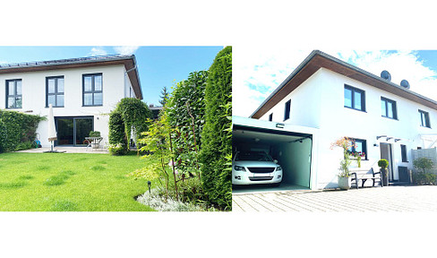 Modern, energy-efficient detached house with a garden oasis, solar panels, a garage, and excellent transport links.