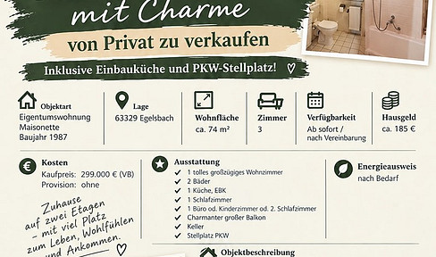 Maisonette Wohnung mit Charme zwischen Frankfurt und Darmstadt