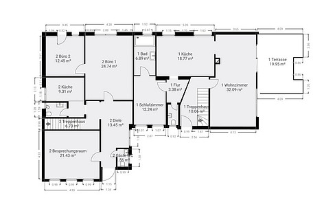 MFH (Multi-Family House): 322 square meters of living and working space, comprising 3 apartments and 1 office/practice unit.