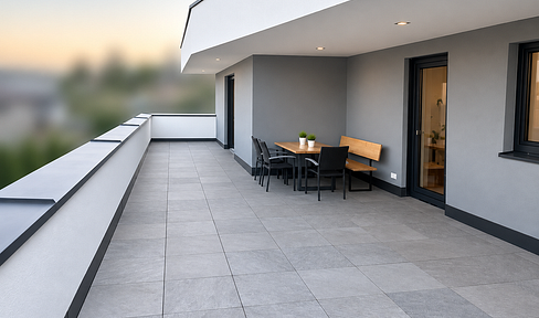 ⭐ Exklusive, barrierefreie 2-Zimmer-Wohnung (91 m²) mit XXL-Terrasse (53 m²), hochwertiger Einbauküche & traumhaftem Ausblick