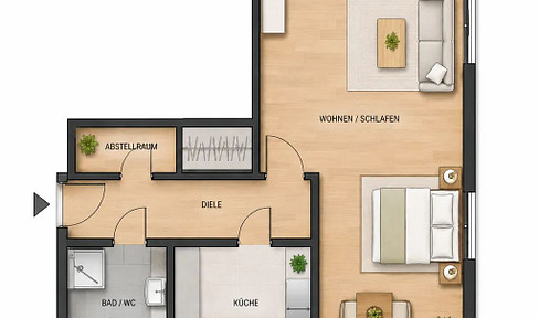 One-room apartment with fitted kitchen, Nuremberg – available immediately.