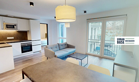 URBAN BASE: Vollmöbliertes 2-Zimmer-Apartment mit EBK, ALL-IN-MIETE, UVM. im Wiesbadener Stadtzentrum