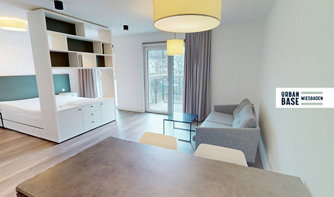 URBAN BASE: Vollmöbliertes 1-Zimmer-Apartment mit EBK, BALKON, ALL-IN-MIETE, UVM. im Wiesbadener Stadtzentrum