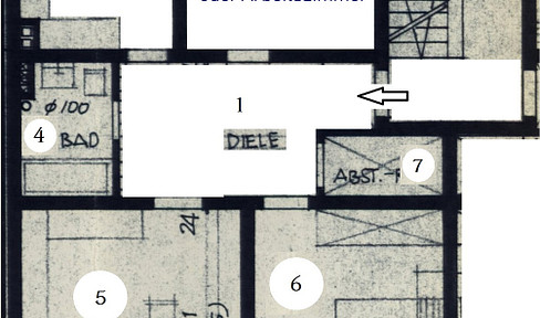 3Z-Kü-Di-Ba-Ab ruhige 3-Zimmer-Wohnung mit Wohnküche ideal für Homeoffice, hell und geräumig,