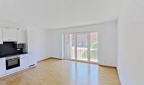 **NEWLY BUILT** 3-room apartment with wheelchair accessibility, featuring a built-in kitchen and a balcony.