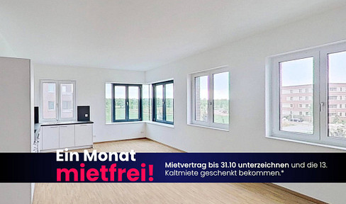New construction, never occupied: Spacious 4-room apartment with fitted kitchen. **AUTUMN SPECIAL: 1 MONTH'S RENT FREE.**