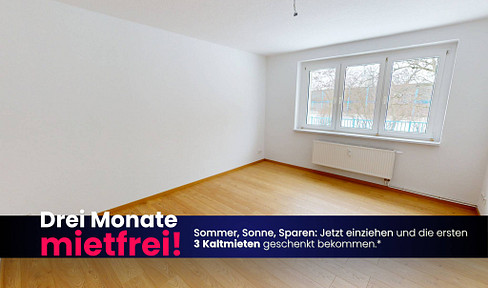 Spacious and bright: Large 3-room apartment with a bathtub.