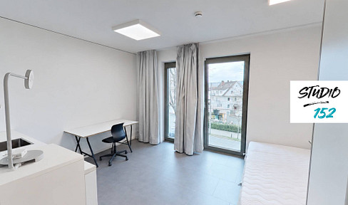 Students only: Furnished 1-bedroom apartment with fitted kitchen, all-inclusive rent, and more, available at STUDIO 152 in the heart of Wiesbaden.