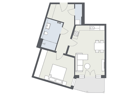 Living with a view stylish 2-room apartment on the 3rd floor with sunny balcony
