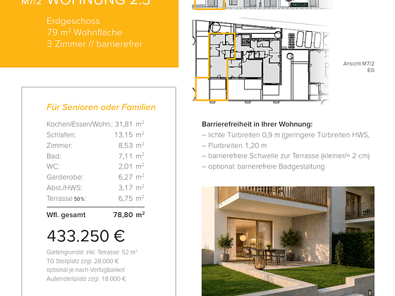 Neubau WHG 2.3 - M7/2 - Erdgeschoss - 79m²