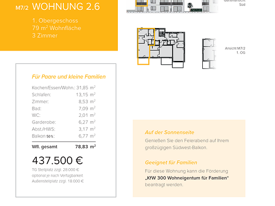 Neubau WHG 2.6 - M7/2 - 1.Obergeschoss - 79m²