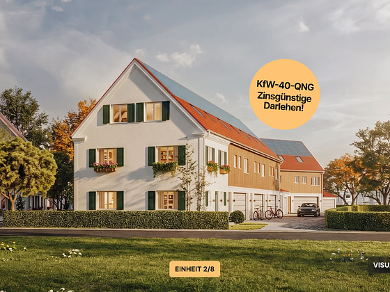 Einheit 2 – Reihenhaus in Landhausoptik mit Garten & Doppelgarage | KfW-40-QNG, Baubeginn erfolgt