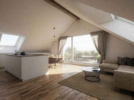 Apartment in the attic with a stunning rooftop terrace and 2 outdoor parking spaces.