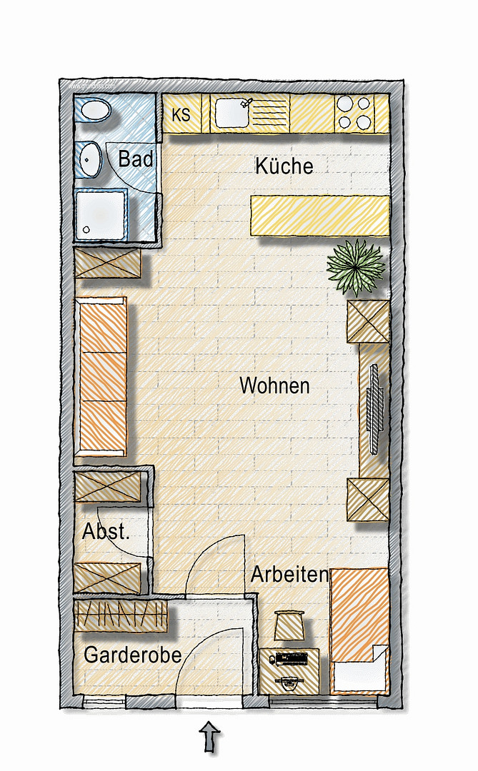 WOB-Sülfeld: 1 Zimmer Appartment mit 43 m2 – Dorfstr. 17, 38442 Wolfsburg(Sülfeld) – Vorschaubild 10