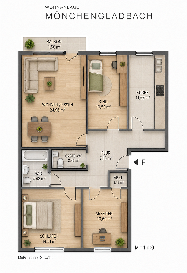 Zentrale Gehobene 4 Zimmer Wohnung – Mönchengladbach(Innenstadt) – Vorschaubild 37