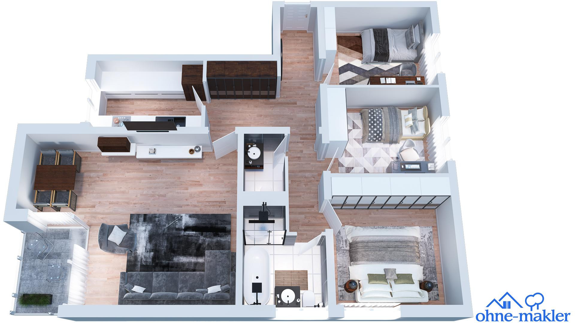 Top Lage in Heerdt - Top Wohnung - sehr gut geschnittene 4-Zimmer Wohnung - neue Küche – 40549 Düsseldorf(Heerdt) – Vorschaubild 9