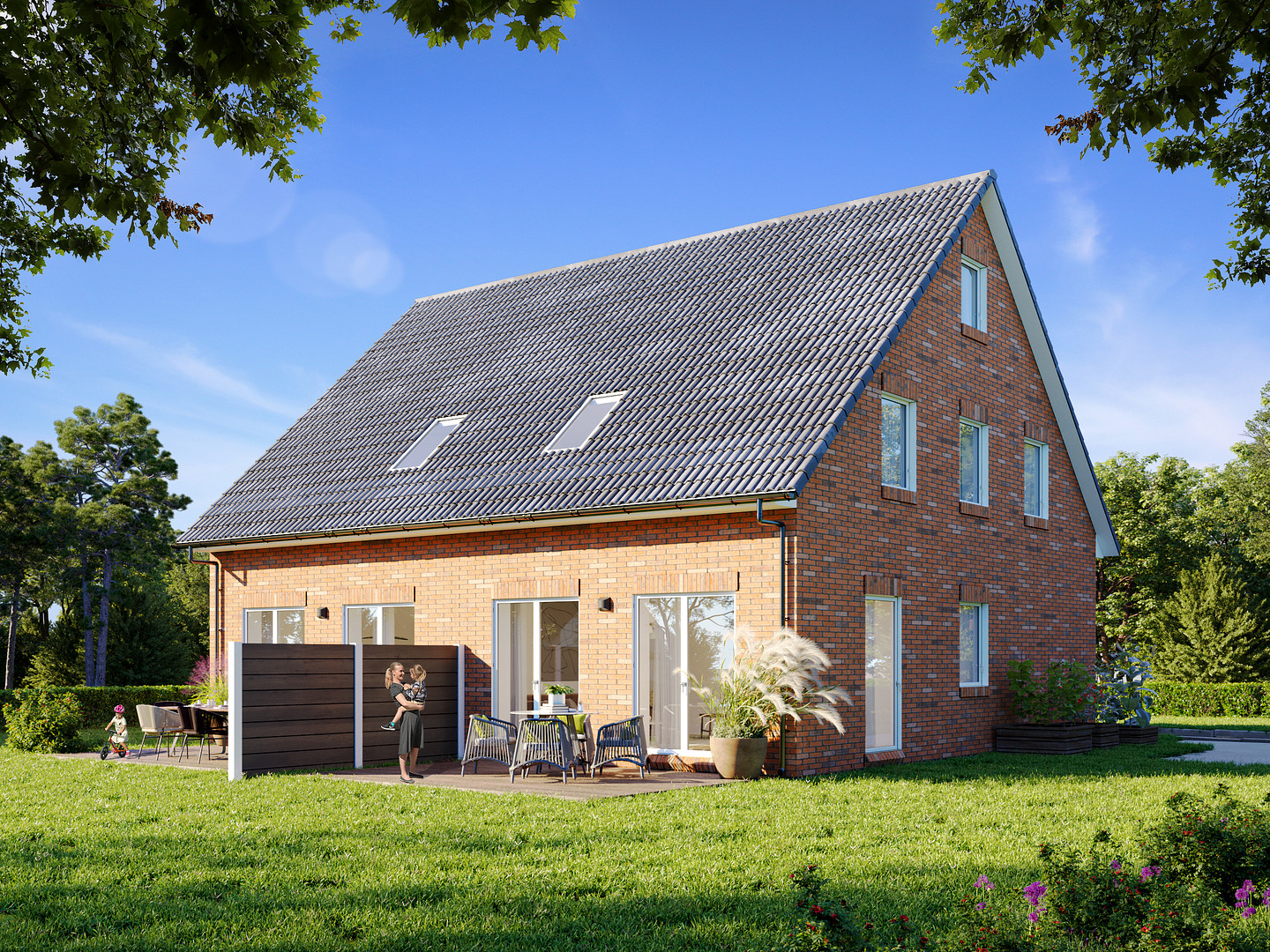 Neubau Doppelhaushälfte in schöner Lage - 4 Zimmer zzgl. ausgebauten Dachboden und Garten!