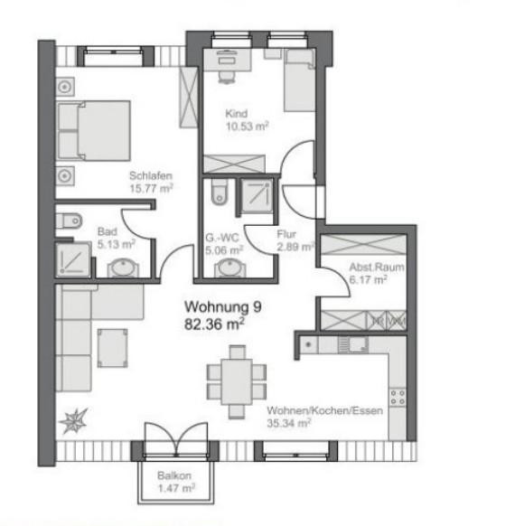 Moderne 3-Zimmer-Wohnung mit 2 Bädern und Tiefgaragenplatz – 48529 Nordhorn – Vorschaubild 10